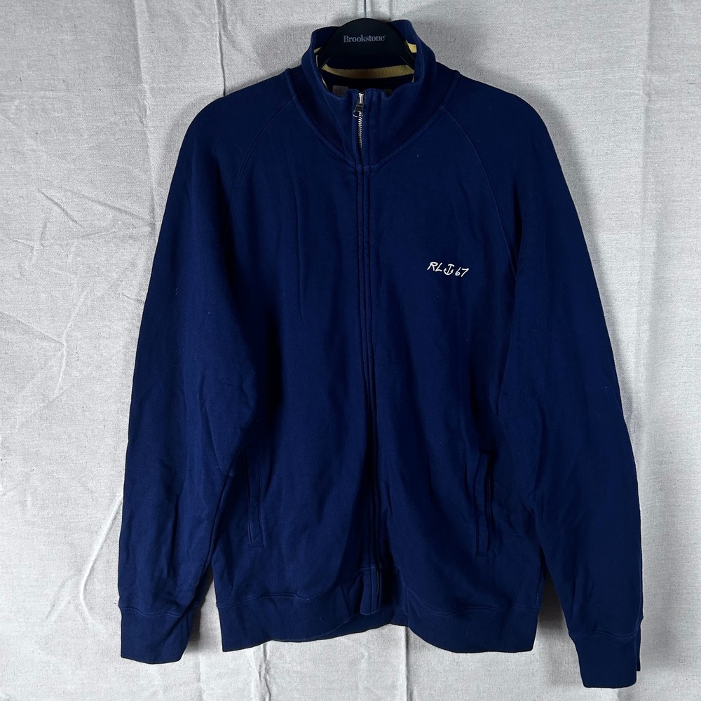 Vintage 90s Polo Jeans Co Ralph Lauren Mens Navy Blue Full Zip Sweatshirt Large